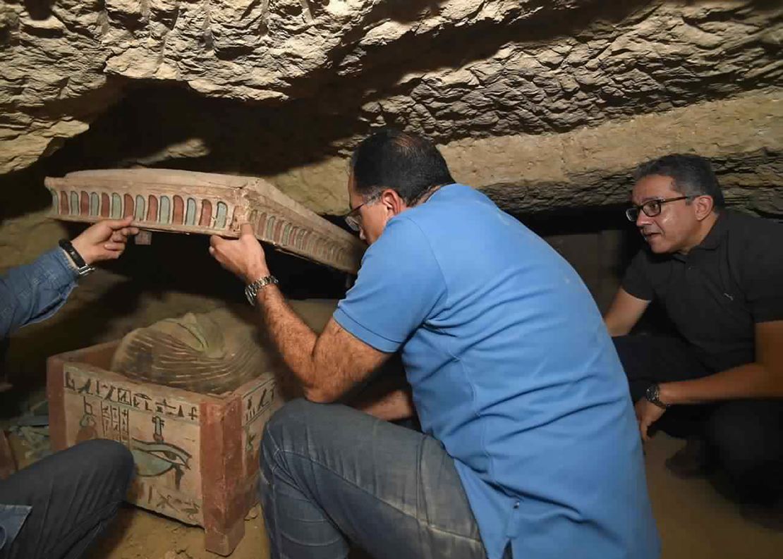 Prime Minister Mostafa Madbouly and Tourism and Antiquities Minister Khaled El-Enany pictured on site.