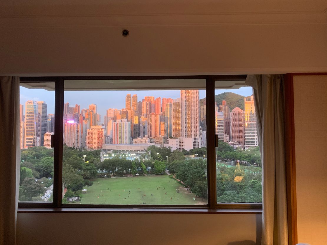 The view from Tsui's hotel room in Hong Kong.