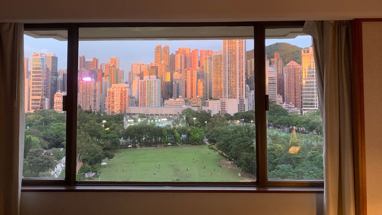 The view from Tsui's hotel room in Hong Kong.