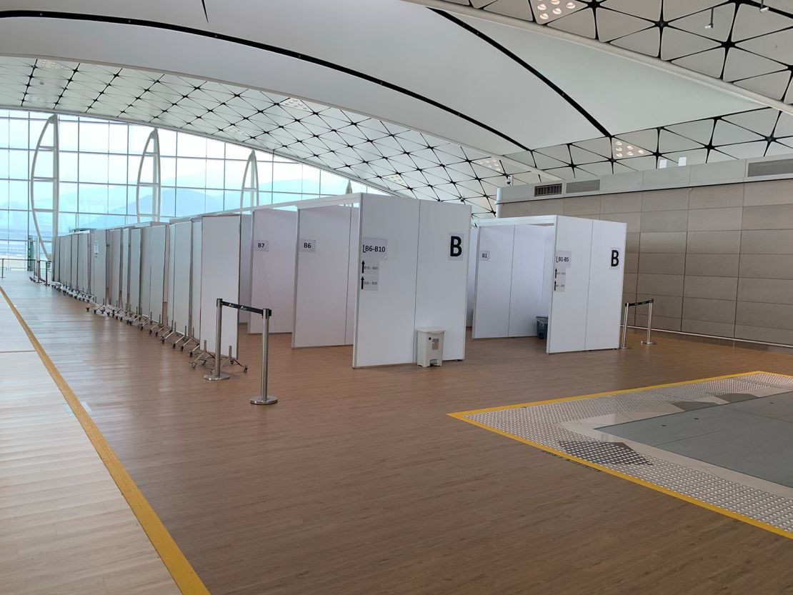 The Covid testing area at Hong Kong International Airport.