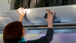 MUNICH, GERMANY - FEBRUARY 27:  The hand baggage overhead bins in the cabin of a new Airbus A350X WB passenger plane on the tarmac at Munich Airport during a presentation of the new plane by Airbus officials on February 27, 2015 in Munich, Germany. The A350 is a long-distance passenger plane that Airbus has developed to compete against the Boeing 787 Dreamliner.  (Photo by Alexander Hassenstein/Getty Images)