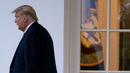 WASHINGTON, DC - OCTOBER 20: President Donald Trump walks out of the White House on October 20, 2020 in Washington, DC. Trump is headed to a rally in Pennsylvania, first lady Melania Trump was to join him, but does not feel well and is  recovering from Covid-19, he last event was August's Republican National Convention speech at the White House. (Photo by Tasos Katopodis/Getty Images)