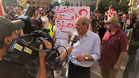 National Bloc Secretary General Pierre Issa speaking at the street protests in the early weeks of Lebanon's popular uprising.
