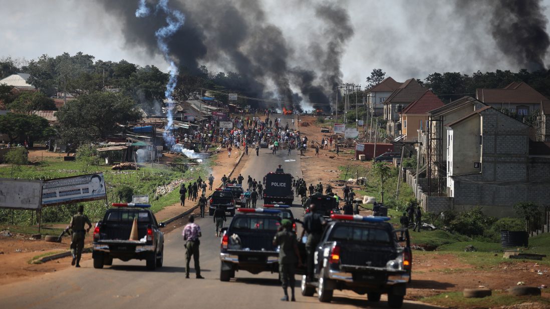 Police fire tear gas at protesters in Abuja, Nigeria, on Tuesday, October 20.