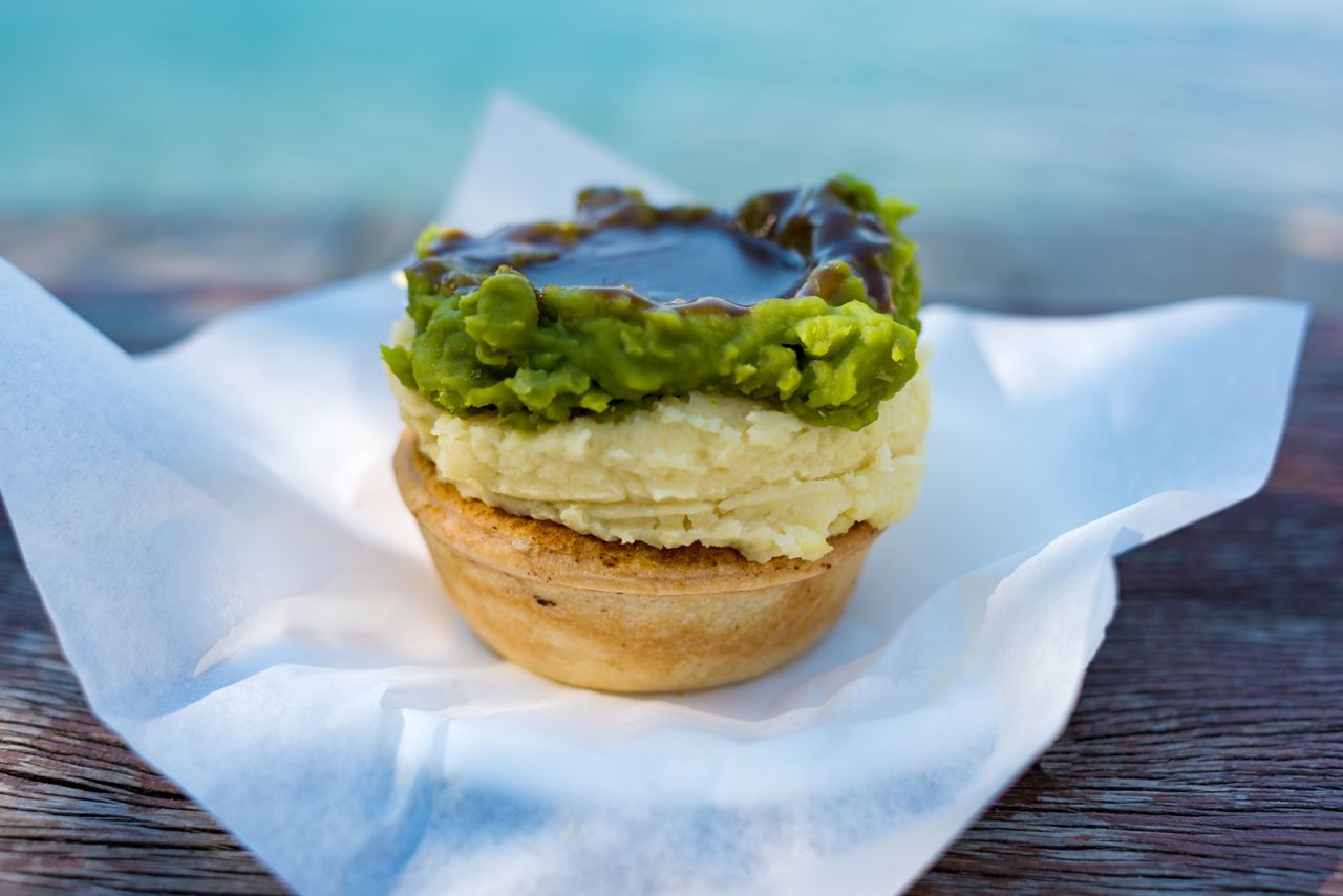 <strong>Meat pie with mashed potatoes and mushy peas, Australia: </strong>The<strong> </strong>nation's unofficial official dish, Aussies eat an estimated 270 million meat pies every year. 