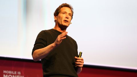 Paypal CEO Dan Schulman delivers his keynote conference during the Mobile World Congress at the Fira Gran Via complex in Barcelona, Spain on February 22, 2016.