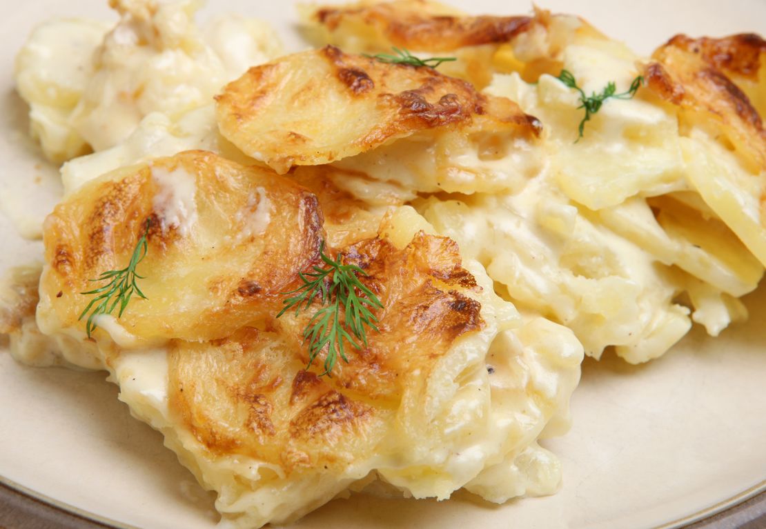 Creamy and crispy: gratin Dauphinois potatoes. 