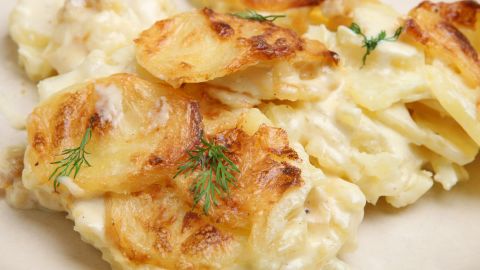 Creamy and crispy: gratin Dauphinois potatoes. 
