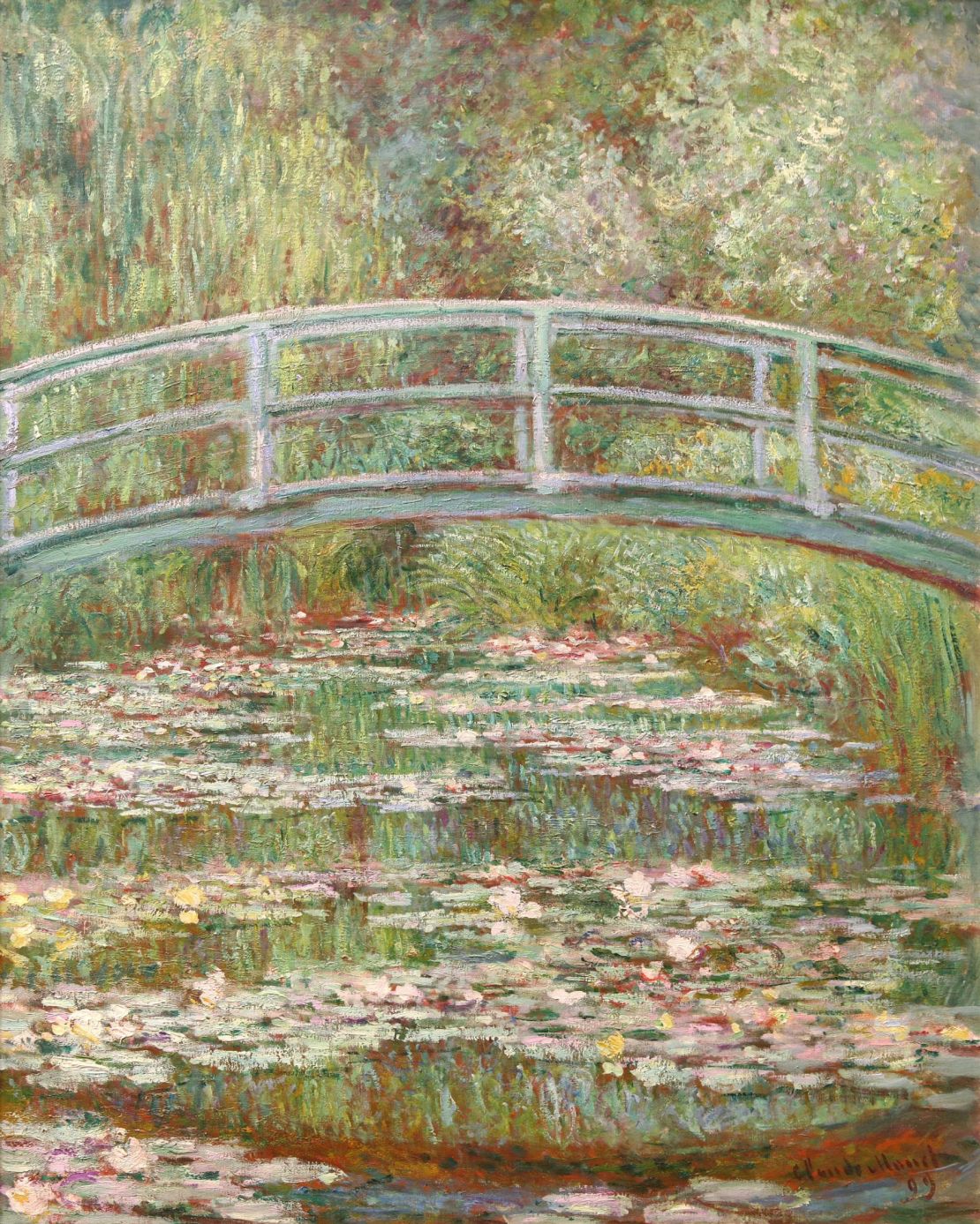 "Bridge over a Pond of Water Lilies" by Claude Monet, located in the Metropolitan Museum of Art, New York.