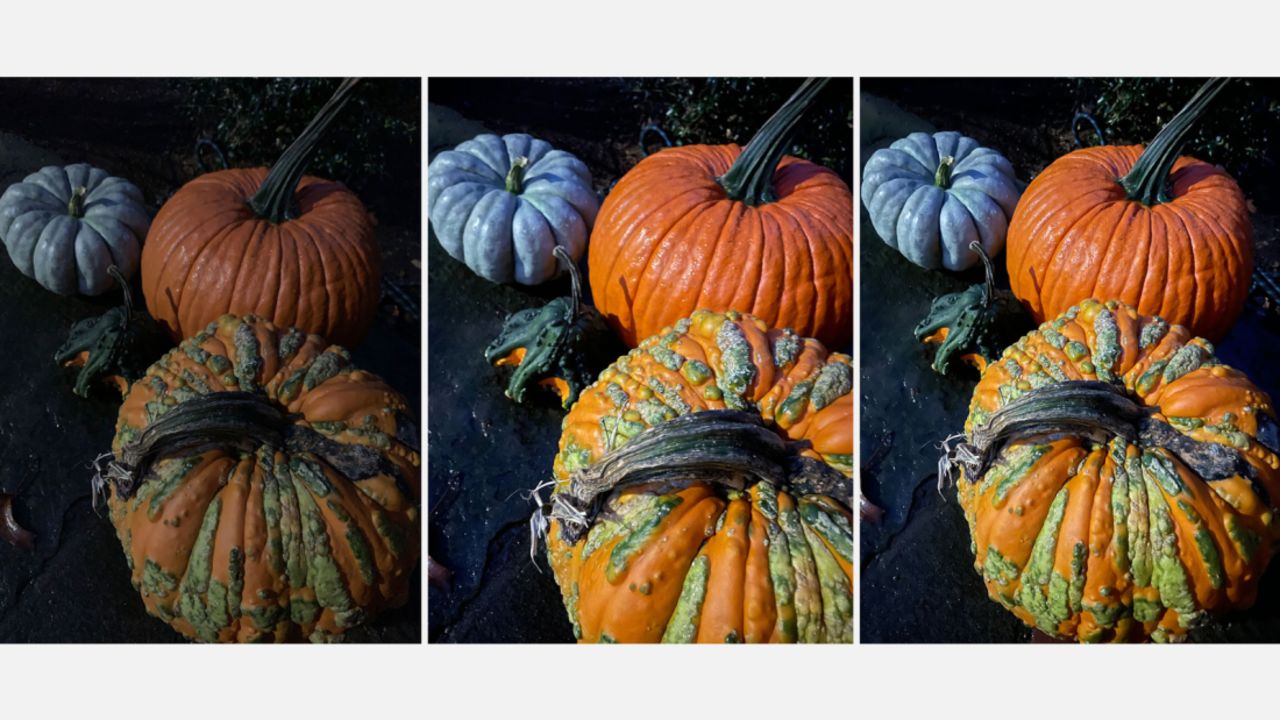 Photos taken at night by the iPhone XR, iPhone 12 and iPhone 12 Pro, from left to right.