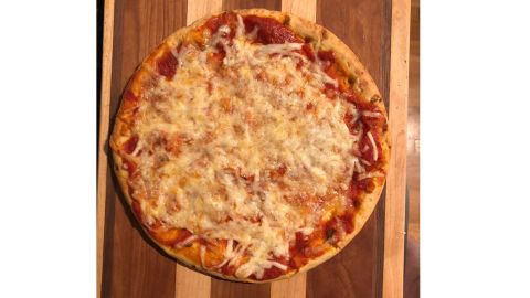 Our homemade pizza made with Banza's chickpea pizza crusts