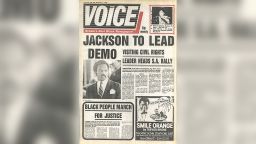 The Voice leads its November 2, 1985 edition with a story on an anti-Apartheid rally to be led by American civil rights activist, Reverend Jesse Jackson in London.