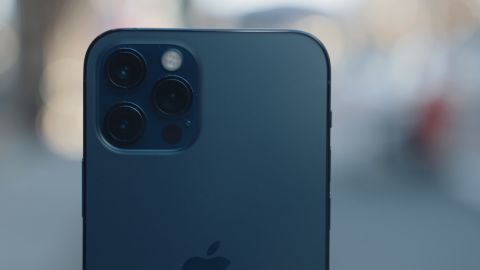The iPhone 12 pro, pictured here, has three cameras, compared to two cameras on the 12.