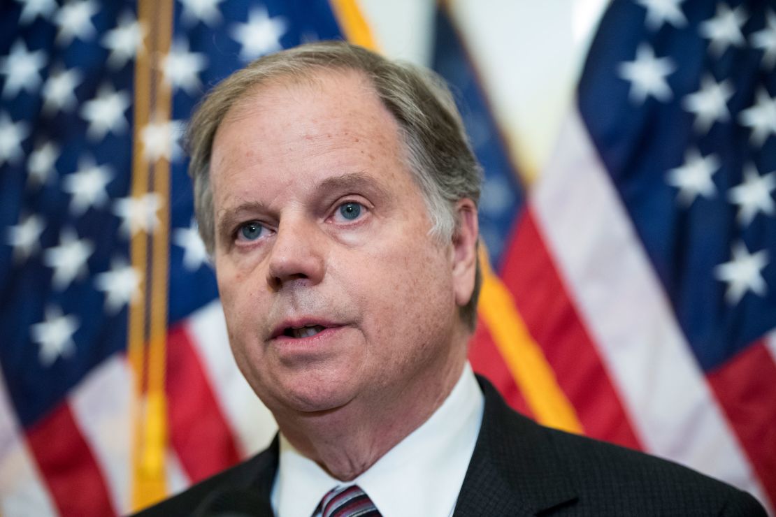 Sen. Doug Jones, an Alabama Democrat, holds a news conference on November 6, 2019.