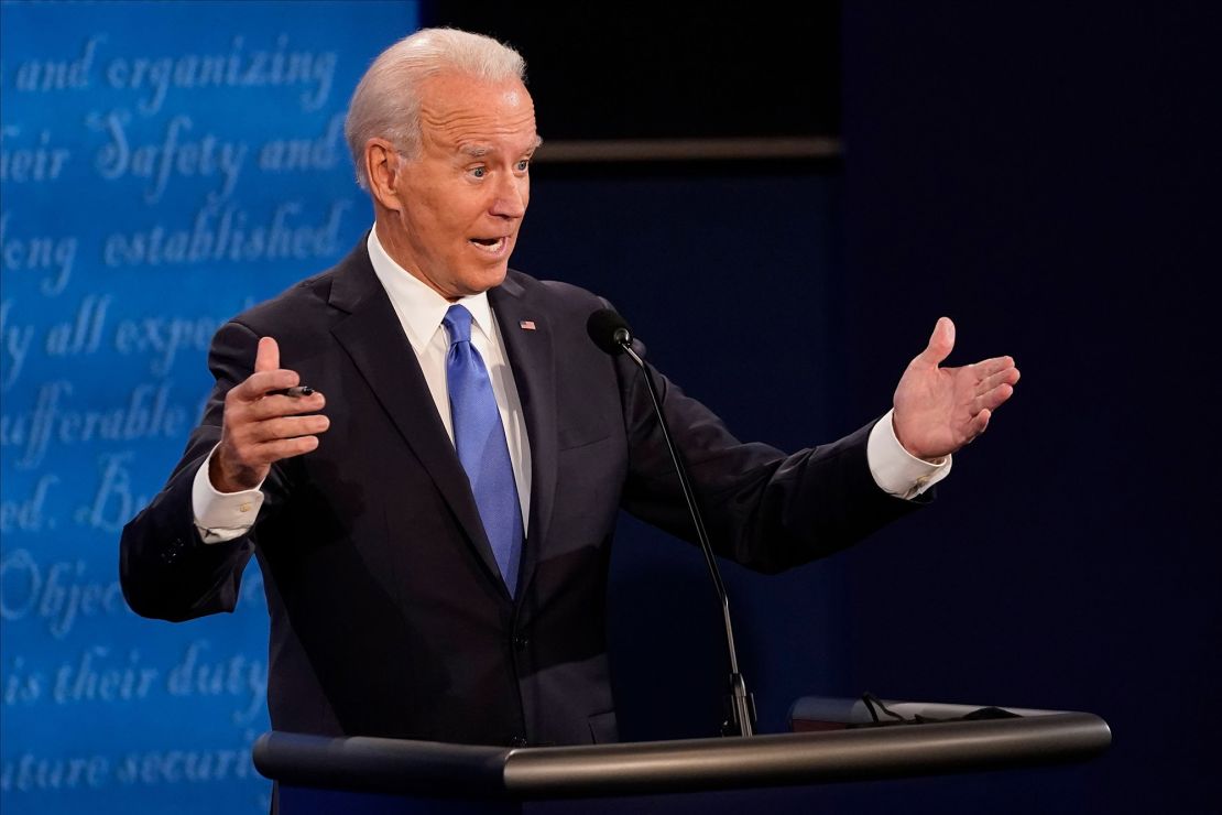 Democratic Presidential candidate and former US Vice President Joe Biden speaks during the final presidential debate at Belmont University in Nashville, Tennessee, on October 22, 2020. 