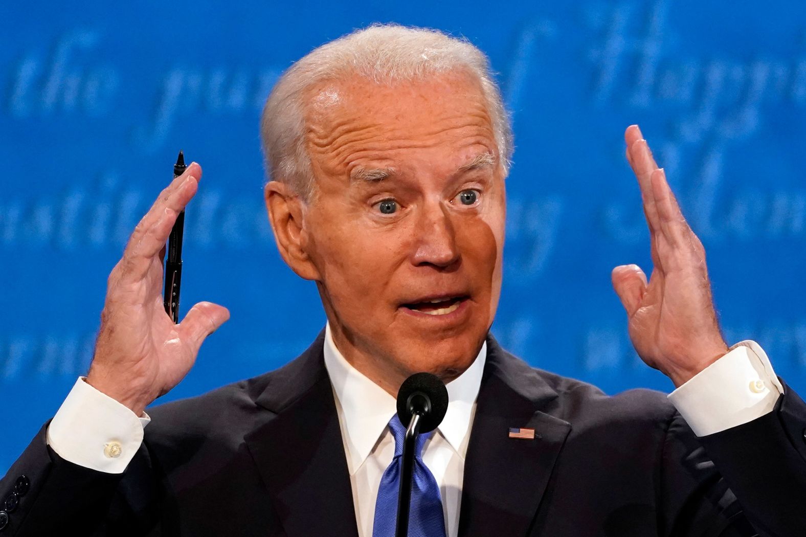 Biden answers a question during the debate. Biden currently has a larger lead in national polls than Hillary Clinton did at this point in 2016. <a href="index.php?page=&url=https%3A%2F%2Fwww.cnn.com%2Felection%2F2020%2Fpresidential-polls" target="_blank">In CNN's Poll of Polls,</a> Biden is leading Trump by 10 points nationally and he is also showing considerable strength in the key battleground states of Pennsylvania, Michigan and Wisconsin where Trump won by narrow margins in 2016.