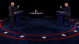 NASHVILLE, TENNESSEE - OCTOBER 22: U.S. President Donald Trump and Democratic presidential nominee Joe Biden participate in the final presidential debate at Belmont University on October 22, 2020 in Nashville, Tennessee. This is the last debate between the two candidates before the November 3 election.  (Photo by Jim Bourg-Pool/Getty Images)