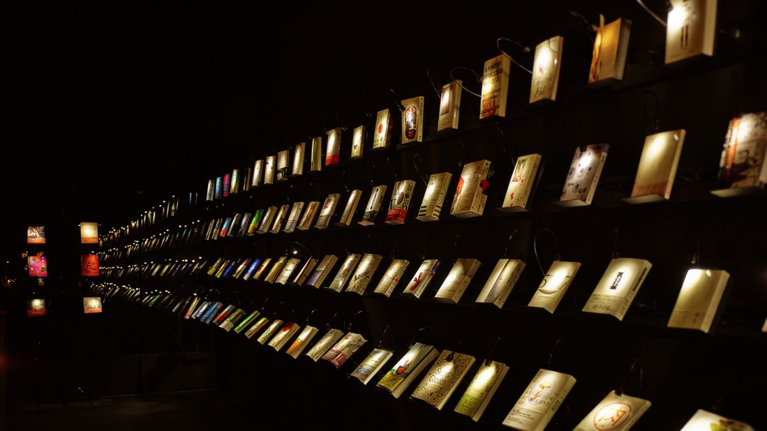 <strong>Taiwan's pitch-dark bookstore: </strong>Wuguan Books is an experimental bookstore where readersshop in extreme darkness except for the dim spotlights on each of the book covers and reading lights on some desks.
