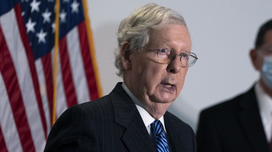 Senate Majority Leader Mitch McConnell speaks during a news conference in October in Washington.