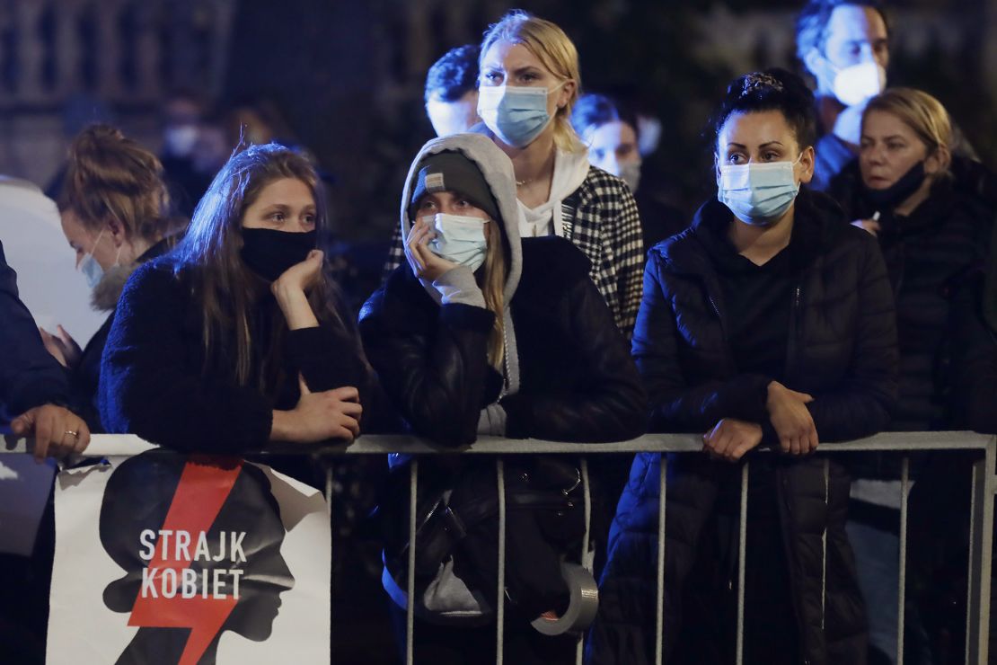 Protesters gathered in the Polish capital of Warsaw after the court ruling on Thursday.