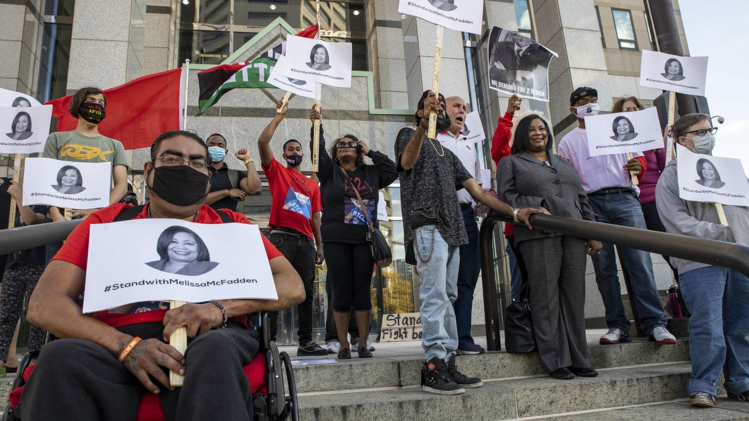 Protesters decrying racism gather last week outside the Columbus Division of Police. 