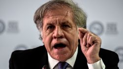 The General Secretary of the Organization of American States (OAS), Uruguayan Luis Almagro, speaks in a press conference during the 49th OAS General Assembly in Medellin, Antioquia department, Colombia, on June 26, 2019. - The 49th Organization of American States General Assembly is taking part in Medellin until June 28. (Photo by JOAQUIN SARMIENTO / AFP)        (Photo credit should read JOAQUIN SARMIENTO/AFP via Getty Images)