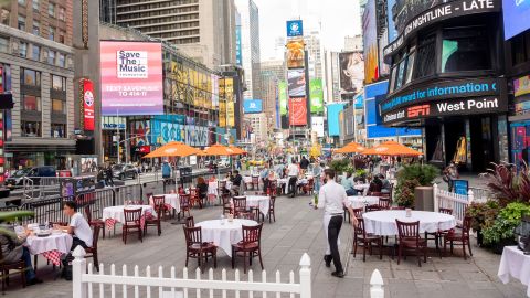 People dine outdoors at Tony's Di Napoli in Times Square on Friday as part of the annual Taste of Times Square.