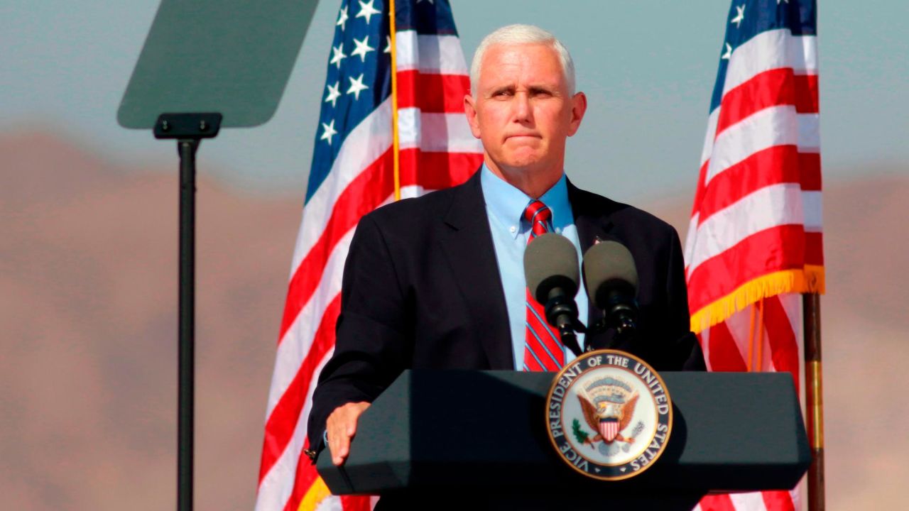 Vice President Mike Pence speaks at a "Make America Great Again" rally on October 8, 2020, in Boulder City, Nevada.