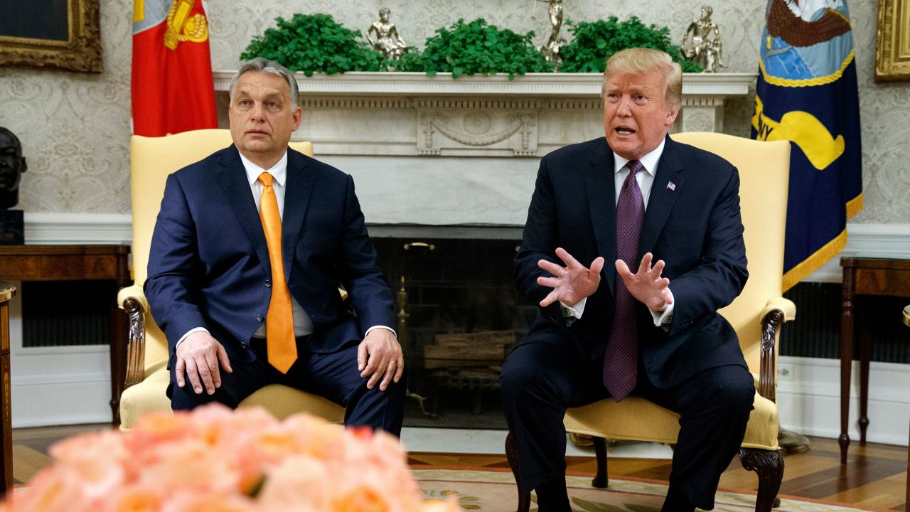 President Donald Trump speaks during a meeting with Hungarian Prime Minister Viktor Orbán in the Oval Office in May 2019.