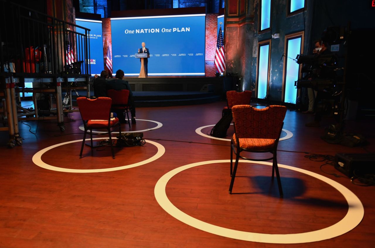 Biden delivers remarks at The Queen theater in Wilmington, Delaware, on October 23.
