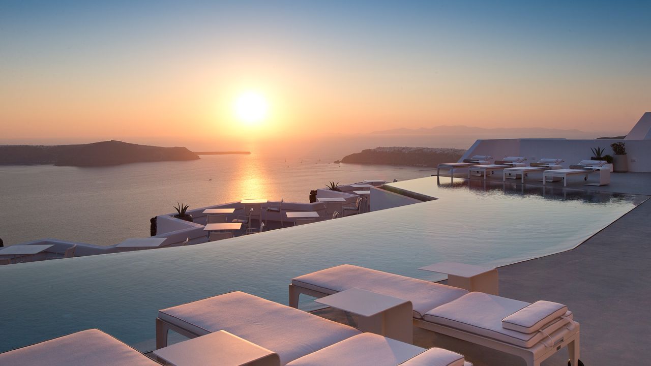 <strong>Ad infinitum: </strong>Sunsets in Santorini are breathtaking -- add an infinity pool and the experience becomes legendary.