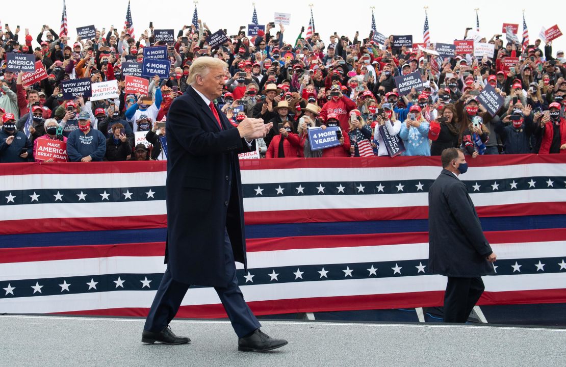 President Trump at a  campaign rally at Lancaster Airport in Lititz, Pennsylvania, October 26, 2020. 