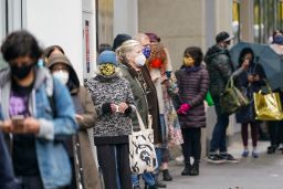 New Yorkers line up at an early voting location on October 26. Casting a vote can help reduce anxiety by giving you a sense of control.