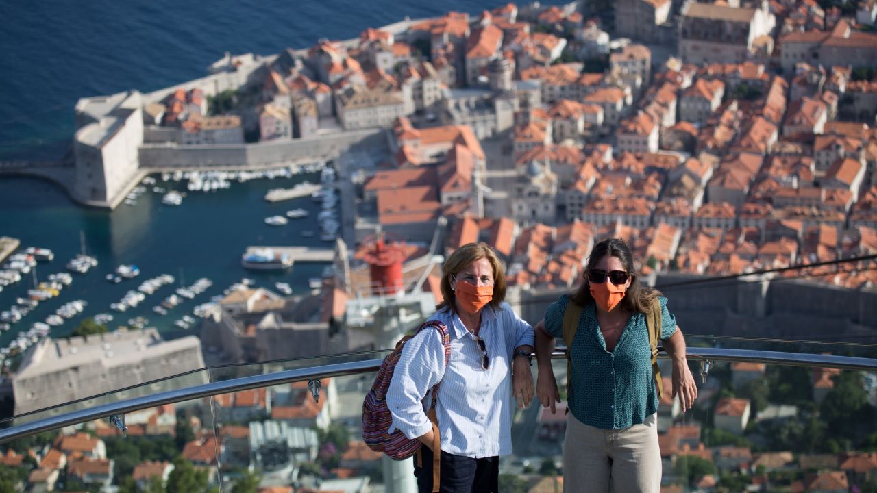 Tourists in Dubrovnik in July 2020.