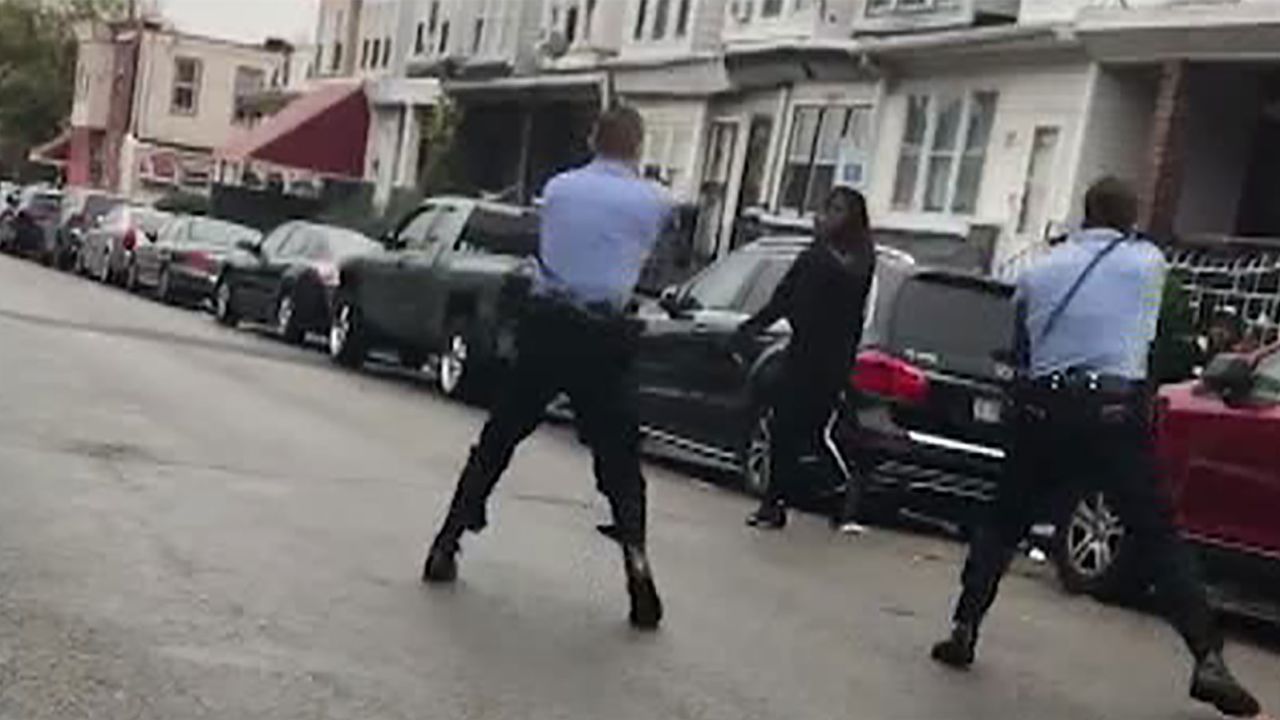 This video still shows a fatal police-involved shooting Monday in West Philadelphia.  