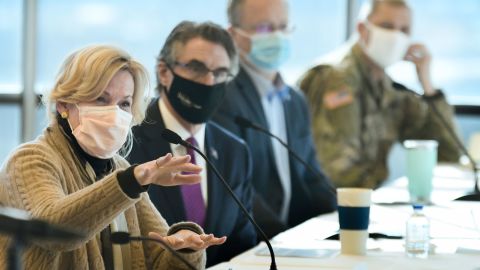 Birx talks with state and local government and medical leaders Monday at Bismarck State College.