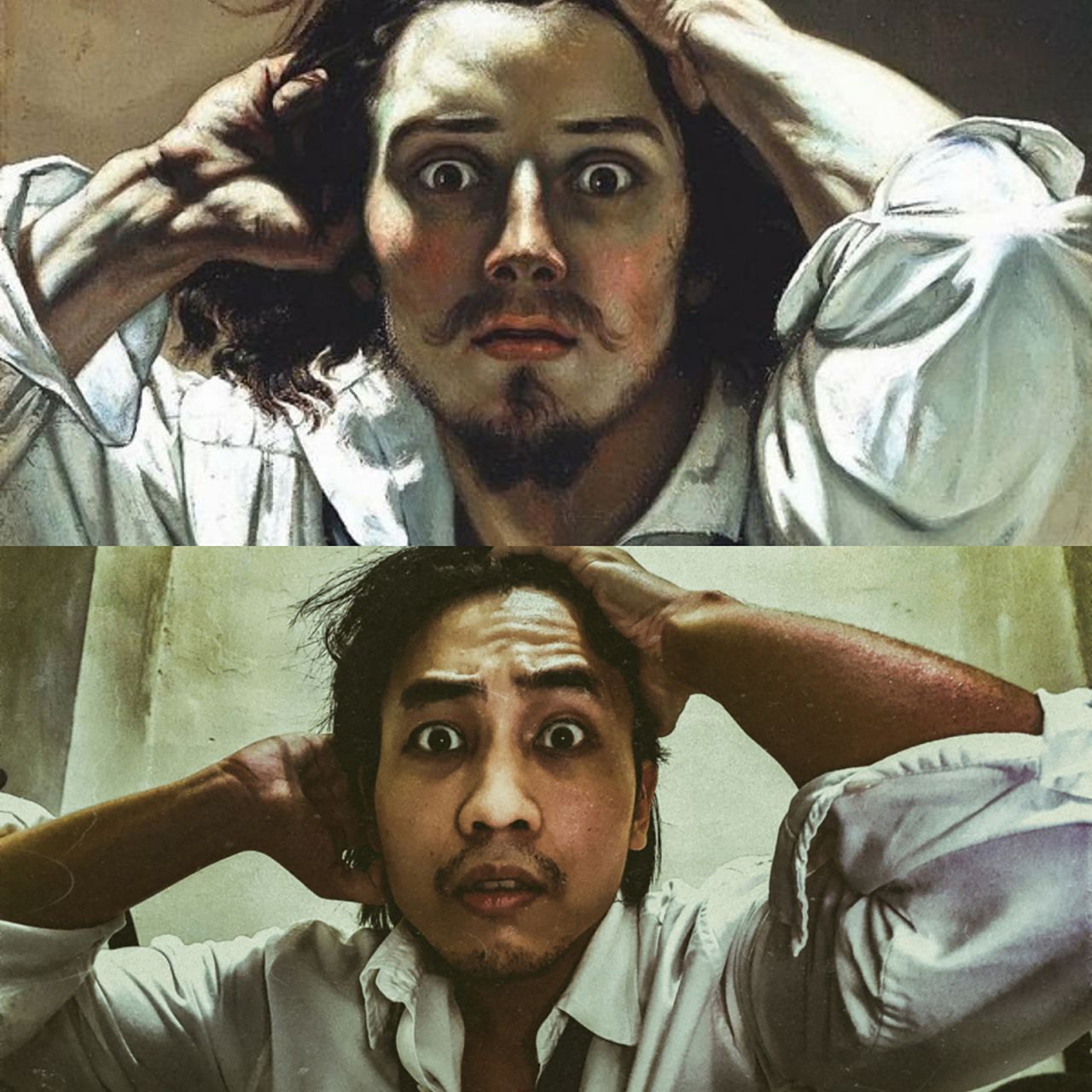 Gustave Courbet, "The Desperate Man (Self-Portrait)," 1843--45; Re-creation: Peter Adam Rebadomia