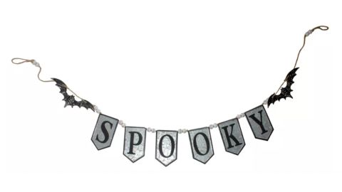 Northlight Metal Gray and Black Halloween "Spooky" Bat Banner