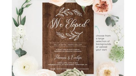 MintyPaperieShop We Eloped Invitation Template