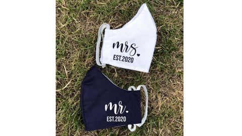 ShopNikNaksByNik Navy Mr. & Mrs. Masks
