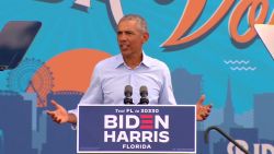 Obama campaigns for Biden in Orlando on Tuesday, October 27.