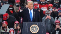 LANSING, MICHIGAN - OCTOBER 27: U.S. President Donald Trump addresses thousands of supporters during a campaign rally at Capital Region International Airport October 27, 2020 in Lansing, Michigan. With one week until Election Day, Trump is campaigning in Michigan, a state he won in 2016 by less than 11,000 votes, the narrowest margin of victory in the state's presidential election history.  (Photo by Chip Somodevilla/Getty Images)
