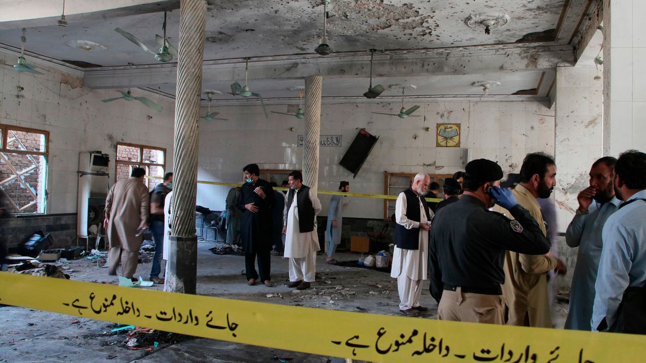A powerful bomb blast ripped through the Islamic seminary on the outskirts of the northwest Pakistani city of Peshawar on Tuesday morning, killing some students and wounding dozens others, police and a hospital spokesman said. 