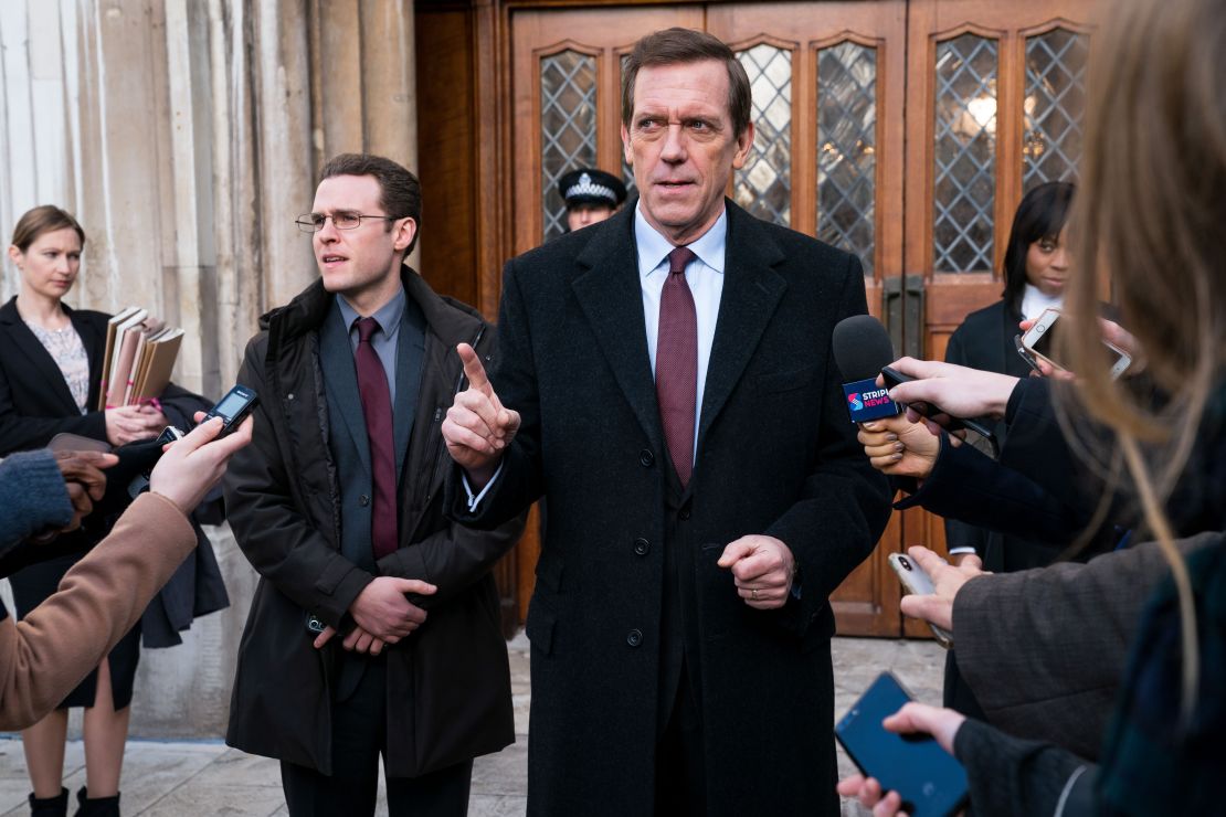 Hugh Laurie leads as self-serving British politician Peter Laurence in "Roadkill." 