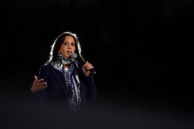 Harris speaks at a campaign event in Las Vegas on October 27.