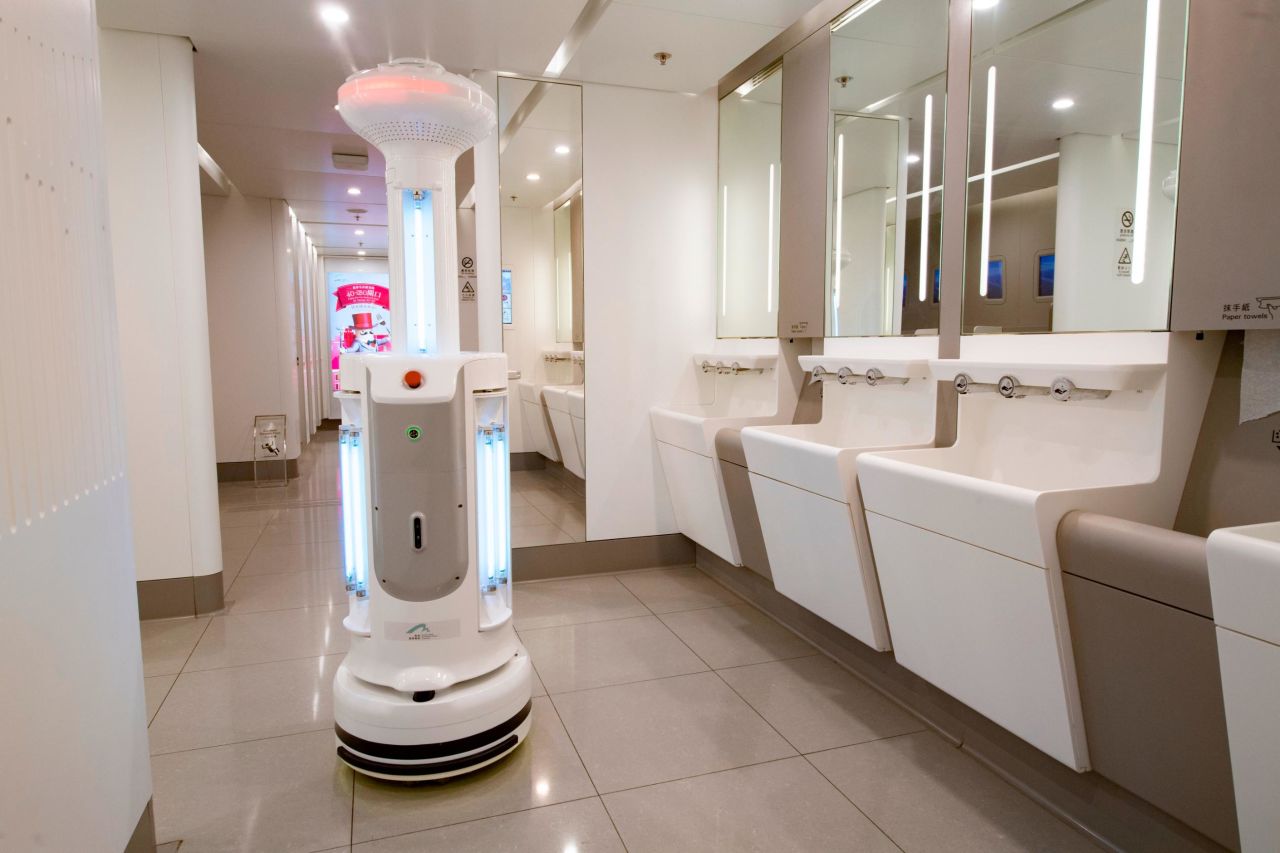Hong Kong airport is also testing autonomous cleaning robots that are deployed round-the-clock in public toilets and other key spaces in the terminal building. The robot -- equipped with ultraviolet light sterilizers -- roams about independently and can, <a href="https://www.hongkongairport.com/en/media-centre/press-release/2020/pr_1446" target="_blank" target="_blank">according to the airport authority</a>, sterilize up to 99.99% of bacteria in its vicinity in just 10 minutes.