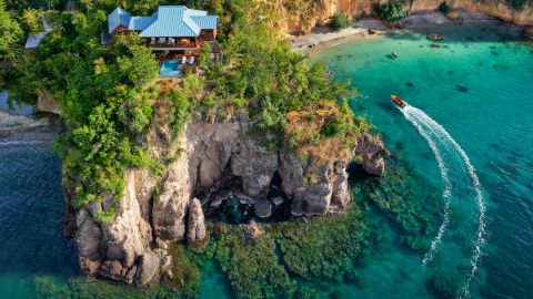 All-villa boutique resort Secret Bay in Dominica boasts sweeping ocean views from nearly every angle.