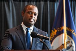 Kentucky Attorney General Daniel Cameron addresses the media following the return of the grand jury investigation into Taylor's death, in Frankfort, Kentucky, on September 23.