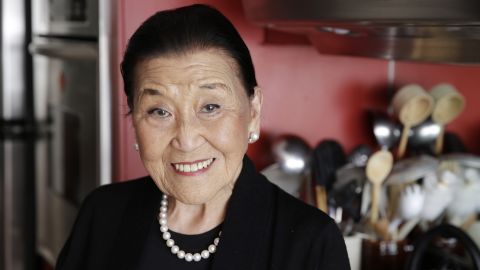 In this photo taken Monday, Feb. 17, 2014, Cecilia Chiang poses in the kitchen of her home in San Francisco. It's hard to believe there was a time before there was authentic Chinese food in America. But the tipping point was 1961, when the now-94-year-old Chiang opened the famed Mandarin restaurant in San Francisco. Her story is featured in the new movie, "Soul of a Banquet." (AP Photo/Eric Risberg)