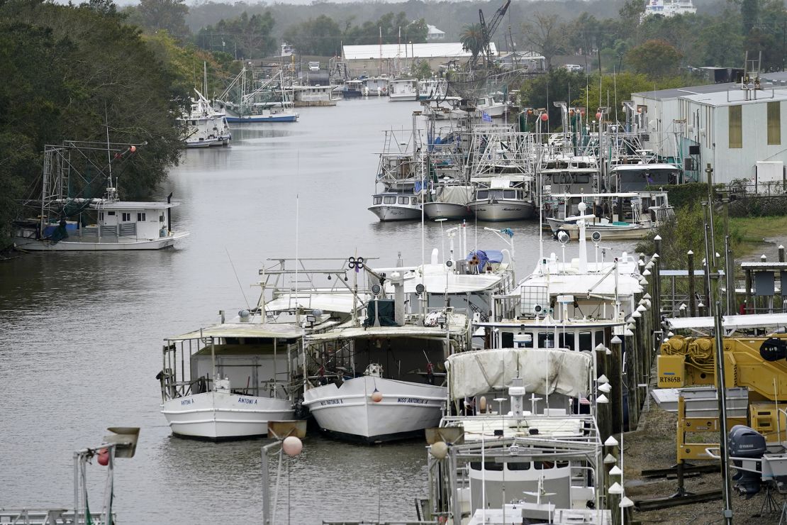 The Violet Canal in Louisiana is crowded with boats that were moved inland for protection on Wednesday, October 28. 